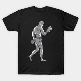 Weight training bodybuilder lifts dumbbells T-Shirt